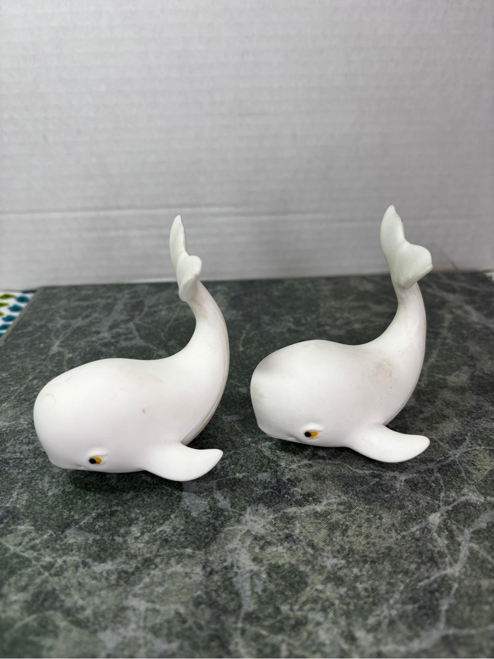 WWF World Wildlife Beluga Whale Babies Set of 2 White Ceramic Whale Figurines